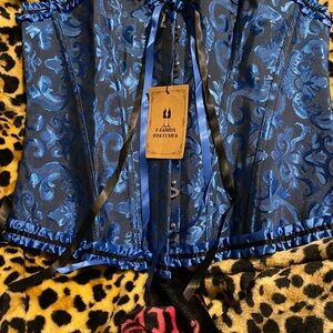 Elegant Blue Patterned Shapewear Corset